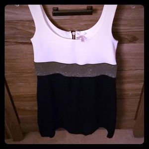 Black and White cotton dress with shimmery waist